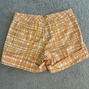 Tommy Hilfiger High Waist Plaid Orange Cuffed Shorts